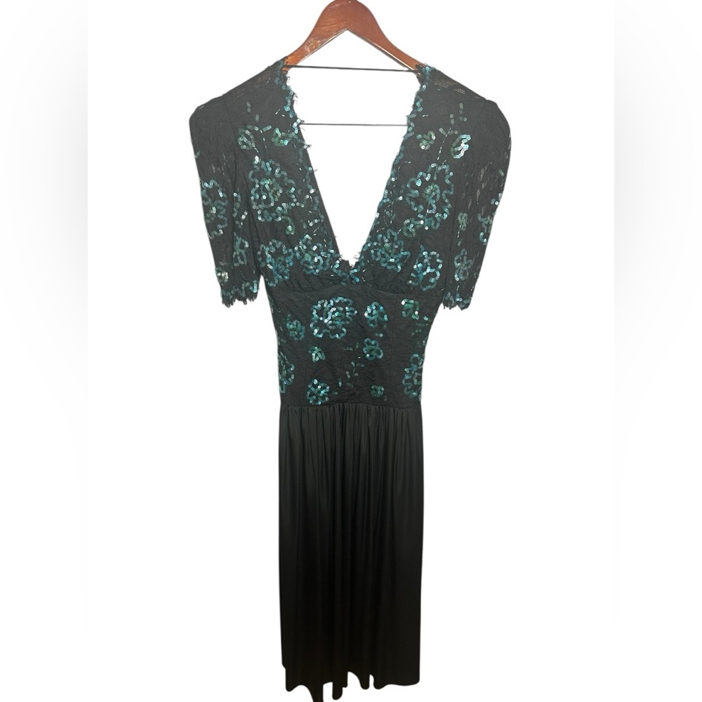 Casadei Black and Green Sequin Midi Dress L